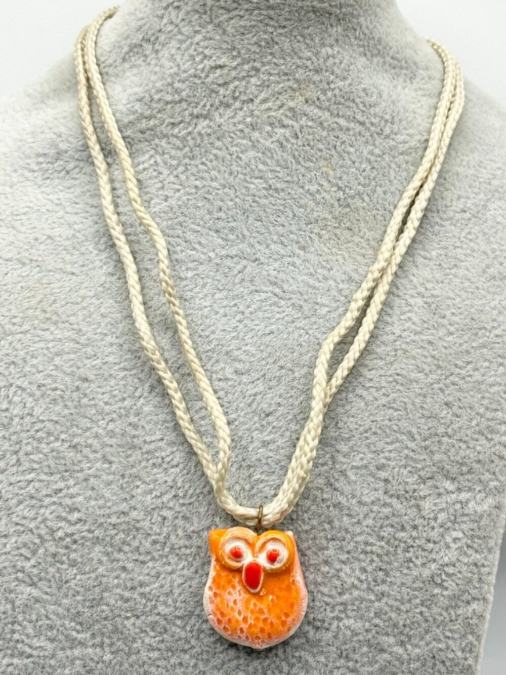 Vintage porcelain owl collar necklace